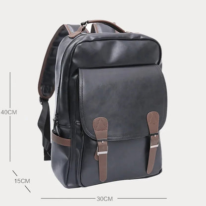 Fashion USB charging men's business leather travel backpack large capacity student school male laptop bag