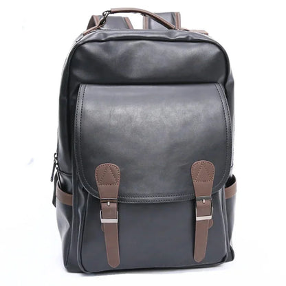 Fashion USB charging men's business leather travel backpack large capacity student school male laptop bag
