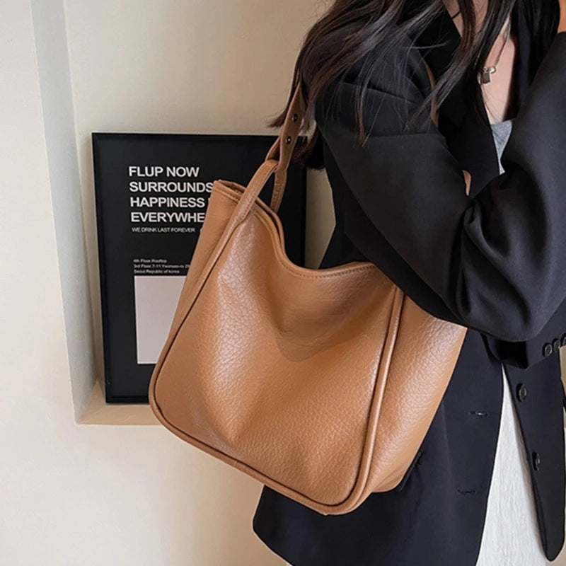 Fashion Underarm Tote Large Shoulder Bag Handbag Solid Color Crossbody Tote