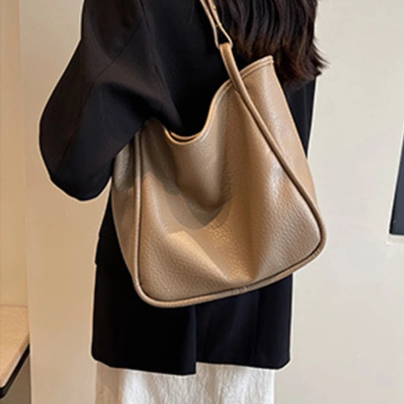 Fashion Underarm Tote Large Shoulder Bag Handbag Solid Color Crossbody Tote
