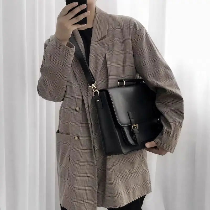 Fashion Unisex Retro Basic Briefcases Backpacks Handbags Women Students School Bottom Studs Satchel Shoulder Bags