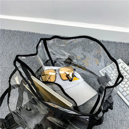 Fashion Unsex Backpacks Women Girls Transparent PVC Backpacks Multiple Pockets Waterproof Pouch Bags ShoulderBags