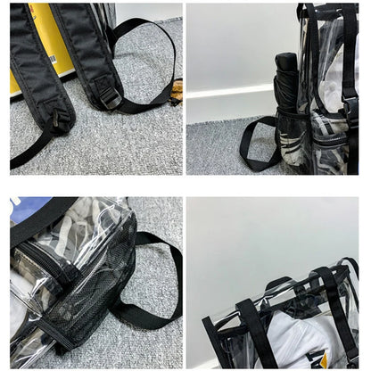 Fashion Unsex Backpacks Women Girls Transparent PVC Backpacks Multiple Pockets Waterproof Pouch Bags ShoulderBags
