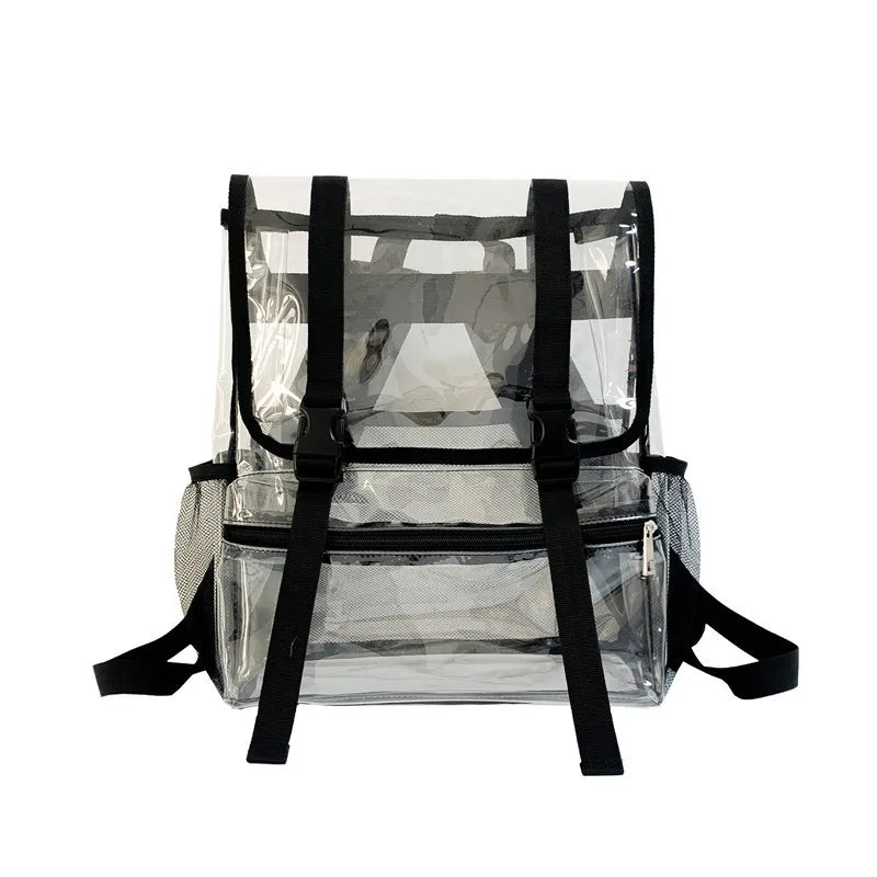 Fashion Unsex Backpacks Women Girls Transparent PVC Backpacks Multiple Pockets Waterproof Pouch Bags ShoulderBags