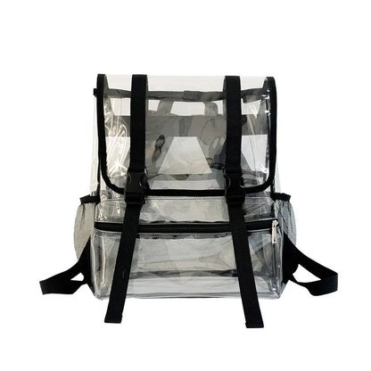 Fashion Unsex Backpacks Women Girls Transparent PVC Backpacks Multiple Pockets Waterproof Pouch Bags ShoulderBags