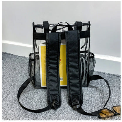 Fashion Unsex Backpacks Women Girls Transparent PVC Backpacks Multiple Pockets Waterproof Pouch Bags ShoulderBags