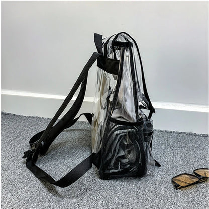 Fashion Unsex Backpacks Women Girls Transparent PVC Backpacks Multiple Pockets Waterproof Pouch Bags ShoulderBags