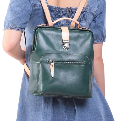 Fashion Vegetable-tanned Leather Women's Backpack Large Capacity Casual All-match Travel Shoulder Bag Vintage Outdoor Bags
