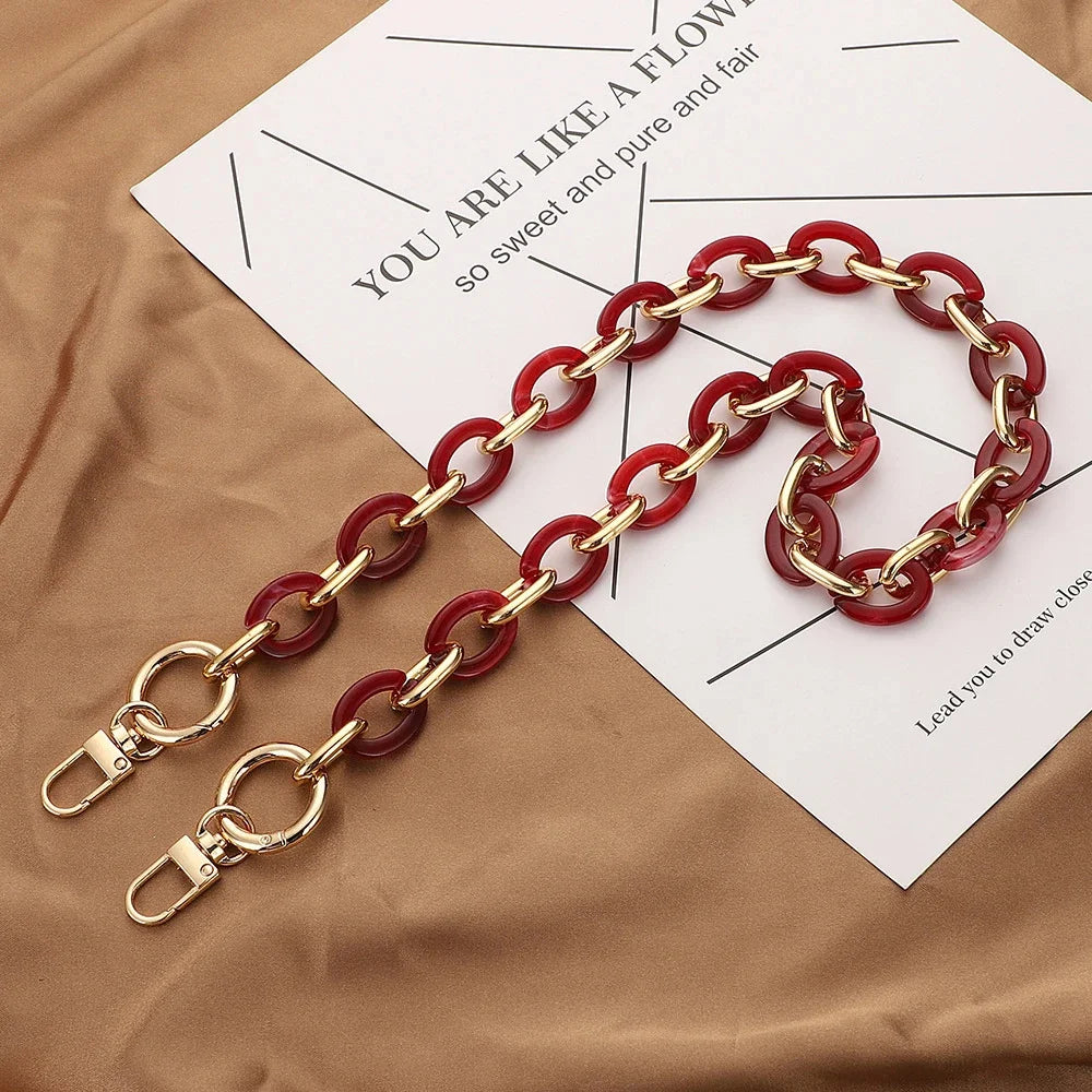 Fashion Versatile Acrylic Handmade Chain Women's Bag Metal Accessories Single Shoulder Strap