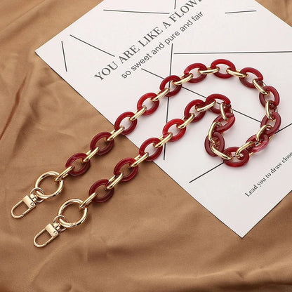 Fashion Versatile Acrylic Handmade Chain Women's Bag Metal Accessories Single Shoulder Strap