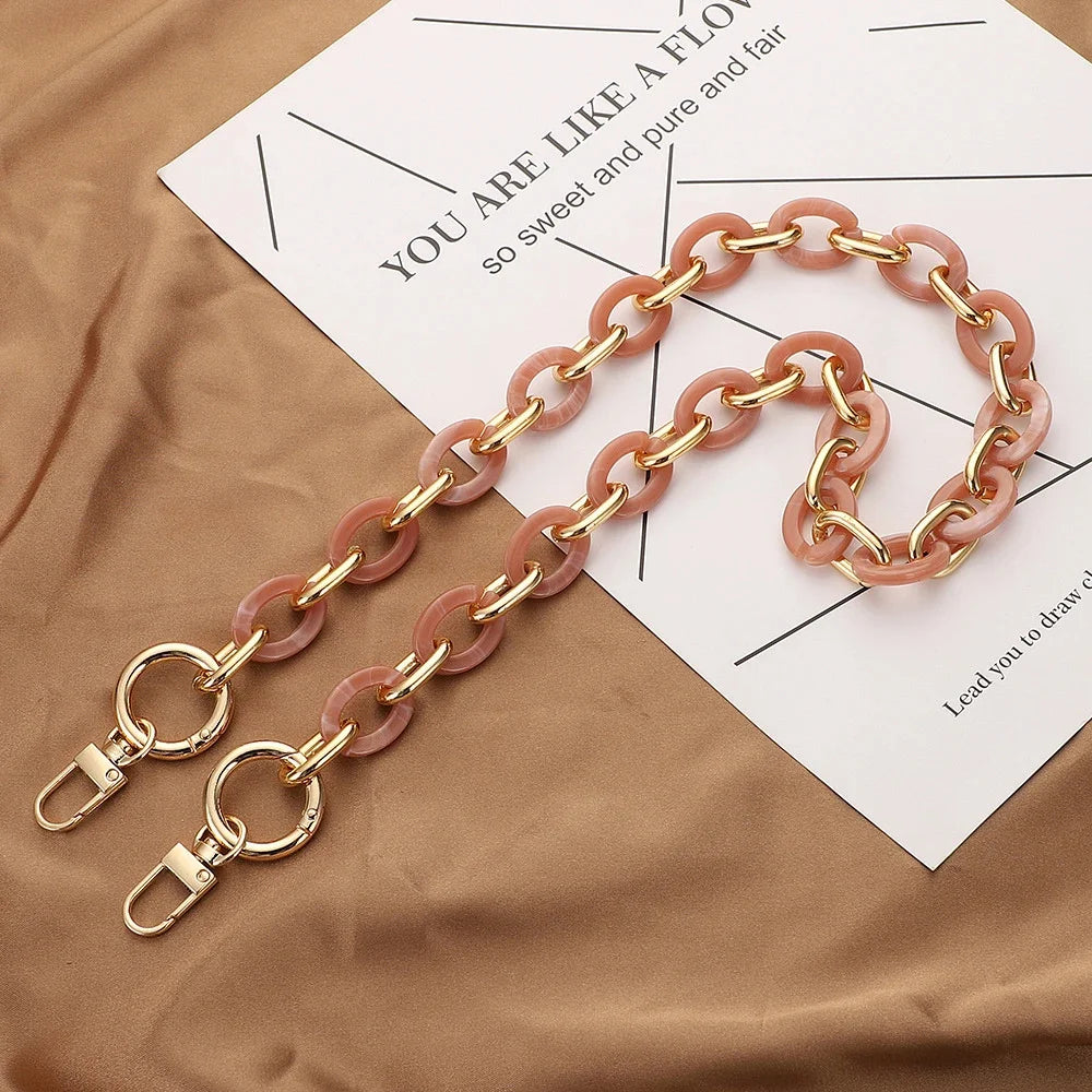Fashion Versatile Acrylic Handmade Chain Women's Bag Metal Accessories Single Shoulder Strap