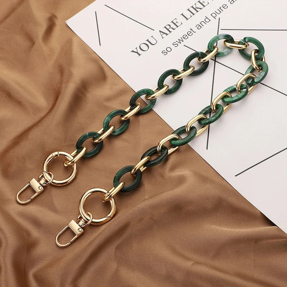 Fashion Versatile Acrylic Handmade Chain Women's Bag Metal Accessories Single Shoulder Strap