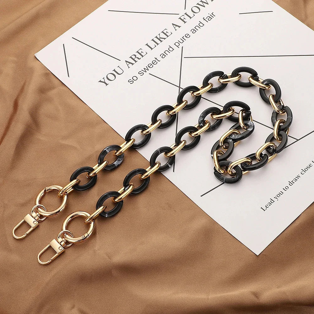 Fashion Versatile Acrylic Handmade Chain Women's Bag Metal Accessories Single Shoulder Strap