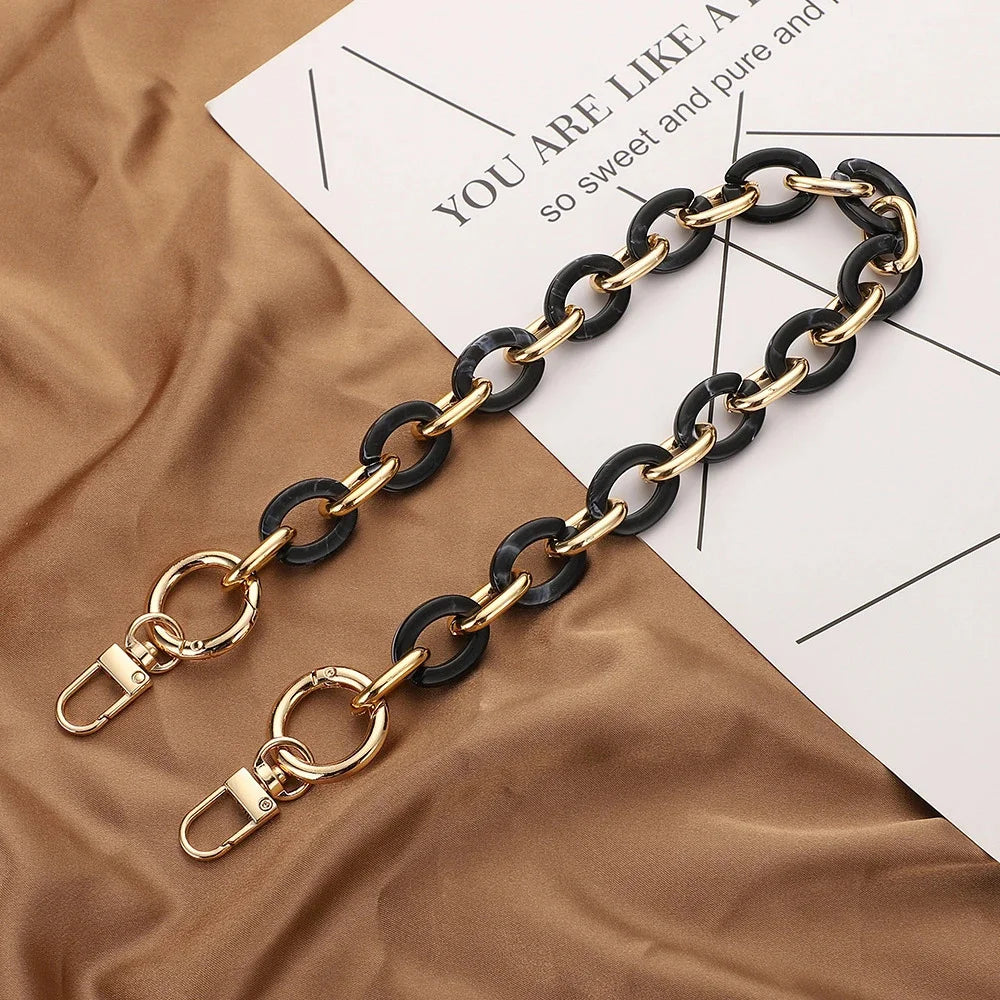 Fashion Versatile Acrylic Handmade Chain Women's Bag Metal Accessories Single Shoulder Strap