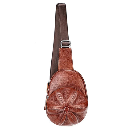 Fashion Versatile Cowl Shoulder Messenger Genuine Leather Men's Chest Bag