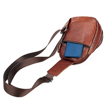 Fashion Versatile Cowl Shoulder Messenger Genuine Leather Men's Chest Bag