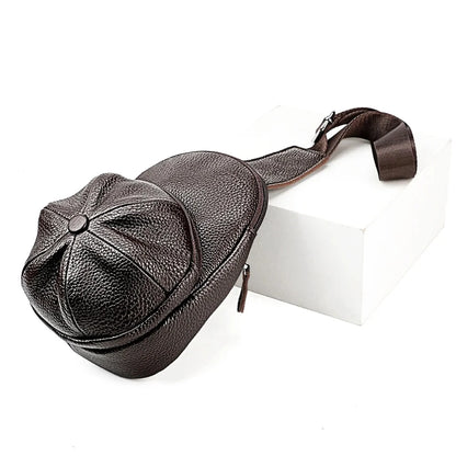 Fashion Versatile Cowl Shoulder Messenger Genuine Leather Men's Chest Bag