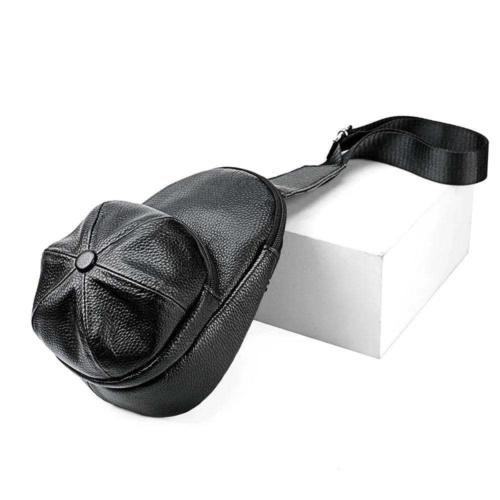 Fashion Versatile Cowl Shoulder Messenger Genuine Leather Men's Chest Bag