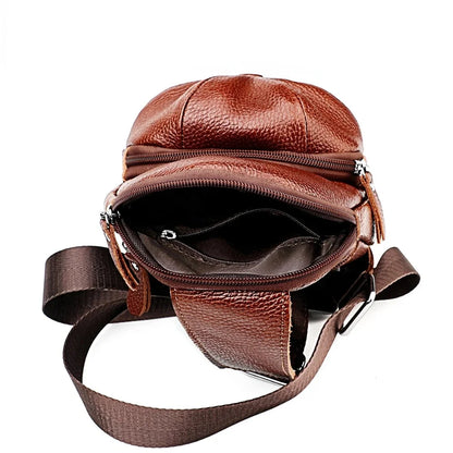 Fashion Versatile Cowl Shoulder Messenger Genuine Leather Men's Chest Bag