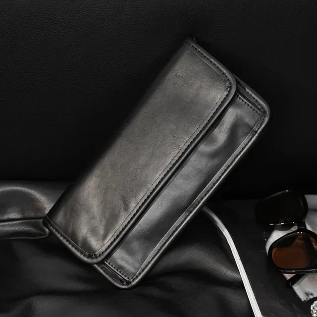 Fashion Vinatge Men's Clutches Medium Long Wallets Men Clutch Handbags Solid Soft Leather Clutch Multi-card Coin Purses Wallets