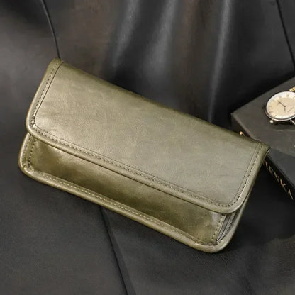 Fashion Vinatge Men's Clutches Medium Long Wallets Men Clutch Handbags Solid Soft Leather Clutch Multi-card Coin Purses Wallets