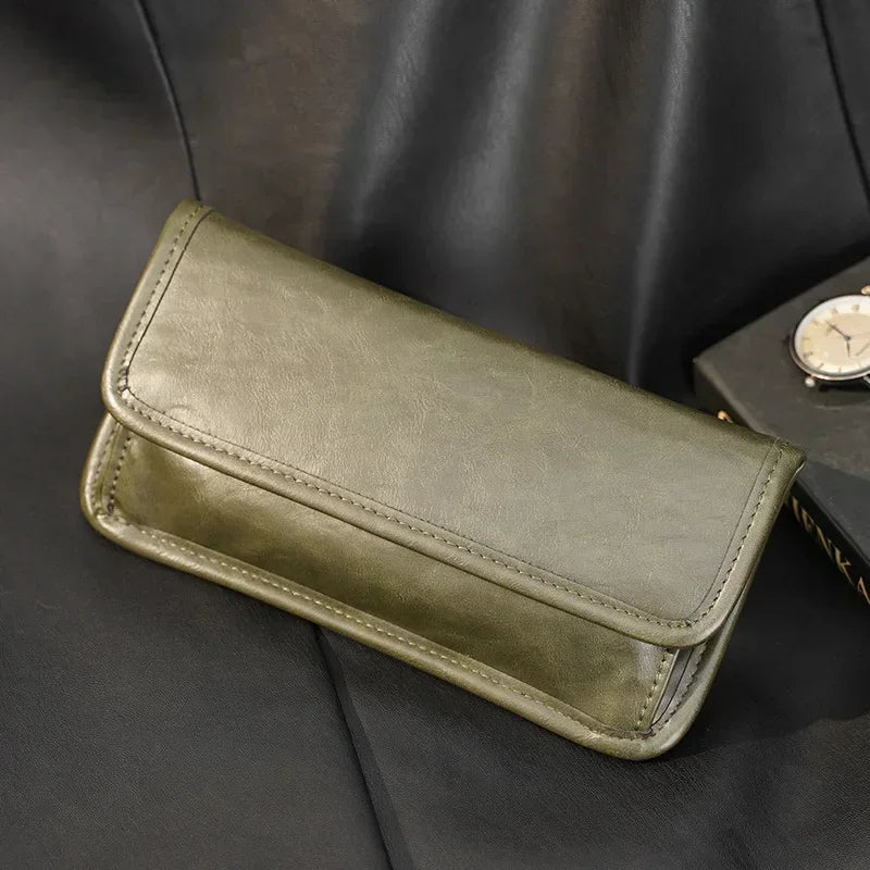 Fashion Vinatge Men's Clutches Medium Long Wallets Men Clutch Handbags Solid Soft Leather Clutch Multi-card Coin Purses Wallets