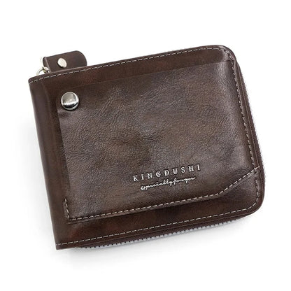 Fashion Vintage Men's Short Wallet High Quality PU Leather Coin Purses Large Capacity Card Holder Male Money Clips
