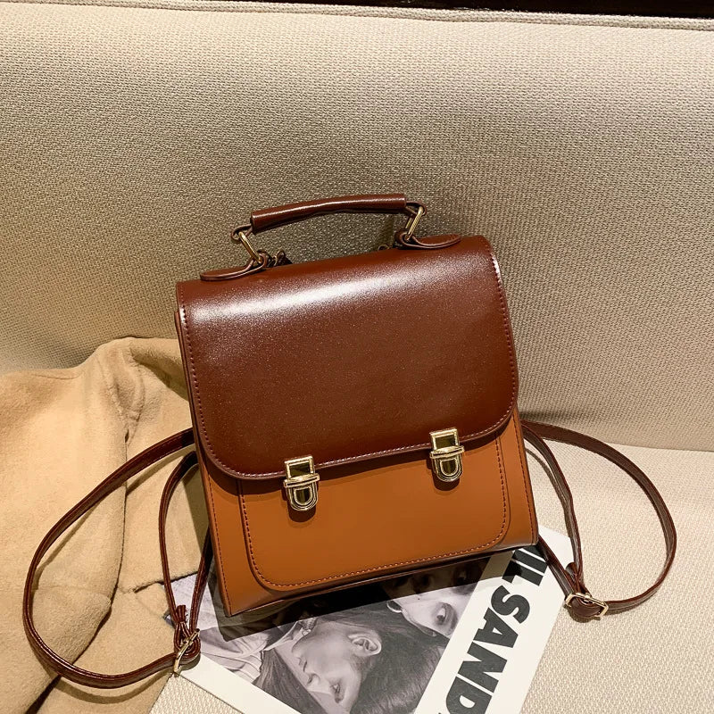 Fashion Vintage Style Female Small Cover Backpacks Day Pack Shoulder Bags Girl School Multifunctional Handbags Mini Sacs