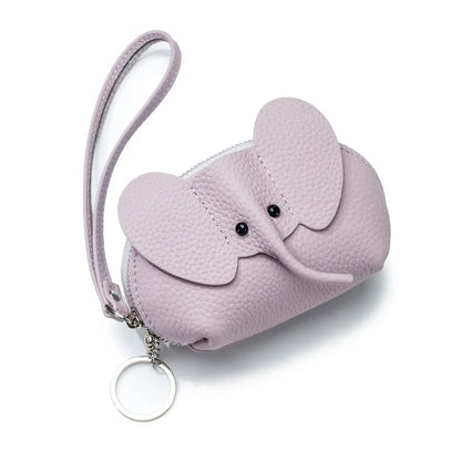 Fashion Wallet for Women Genuine Leather Keychain Small Wallets Kids Cartoon Elephant Mini Change Purses Christmas Gift 2024 New