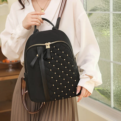 Fashion Waterproof Backpacks Women High Quality Nylon Backpack Female   Travel Back Bag Rivet School Bags for Girls Shoulder Bag