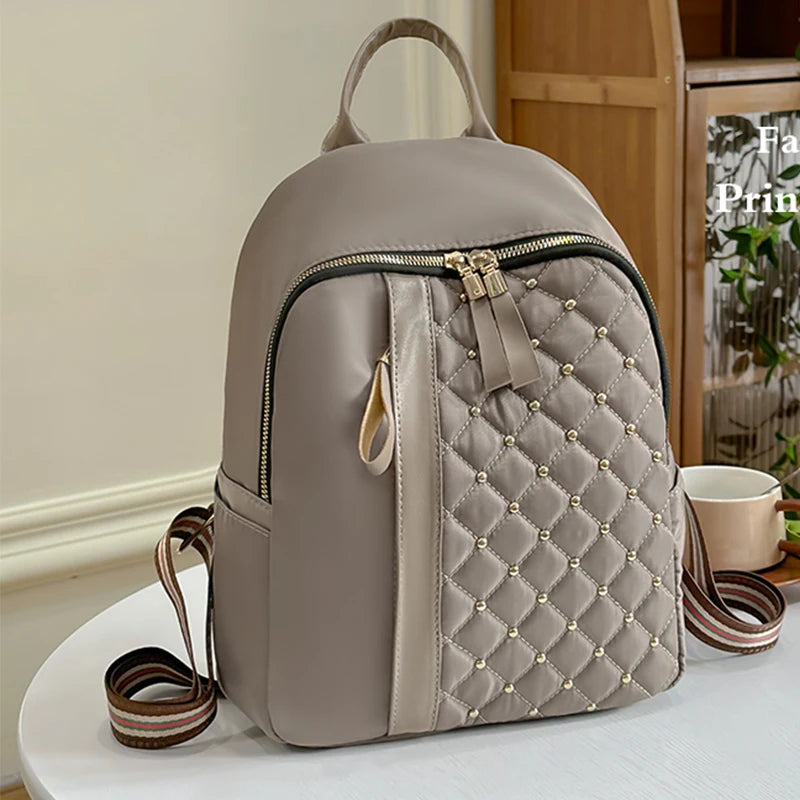 Fashion Waterproof Backpacks Women High Quality Nylon Backpack Female   Travel Back Bag Rivet School Bags for Girls Shoulder Bag
