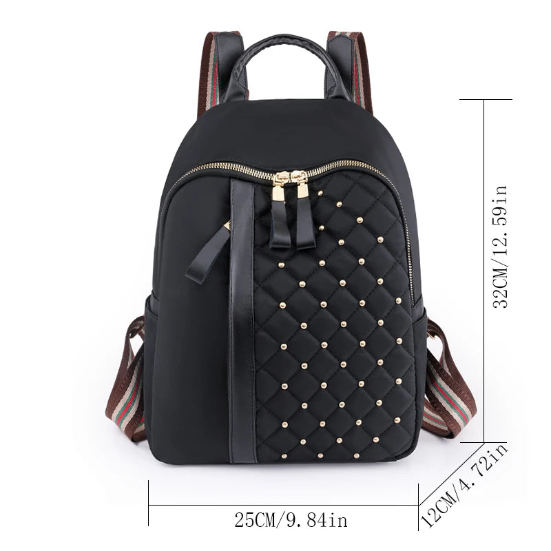 Fashion Waterproof Backpacks Women High Quality Nylon Backpack Female   Travel Back Bag Rivet School Bags for Girls Shoulder Bag