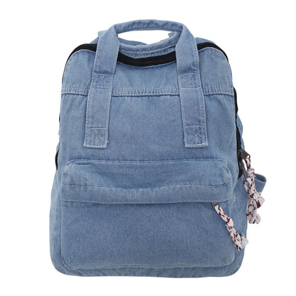Fashion Waterproof Denim Backpack Women Casual Rucksack Shoulder Bag Nylon Big Capacity School Bag Knapsack