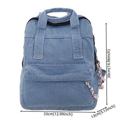 Fashion Waterproof Denim Backpack Women Casual Rucksack Shoulder Bag Nylon Big Capacity School Bag Knapsack