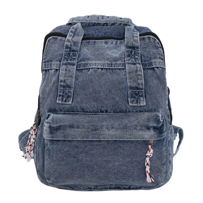 Fashion Waterproof Denim Backpack Women Casual Rucksack Shoulder Bag Nylon Big Capacity School Bag Knapsack