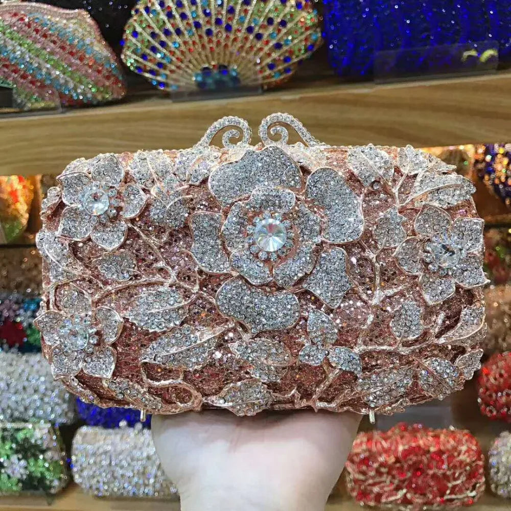 Fashion White Rhinestone Women Clutches Bags And Purses Multicolored Crystal Diamond Prom Party Handbag Ladies Clutch Purse Red