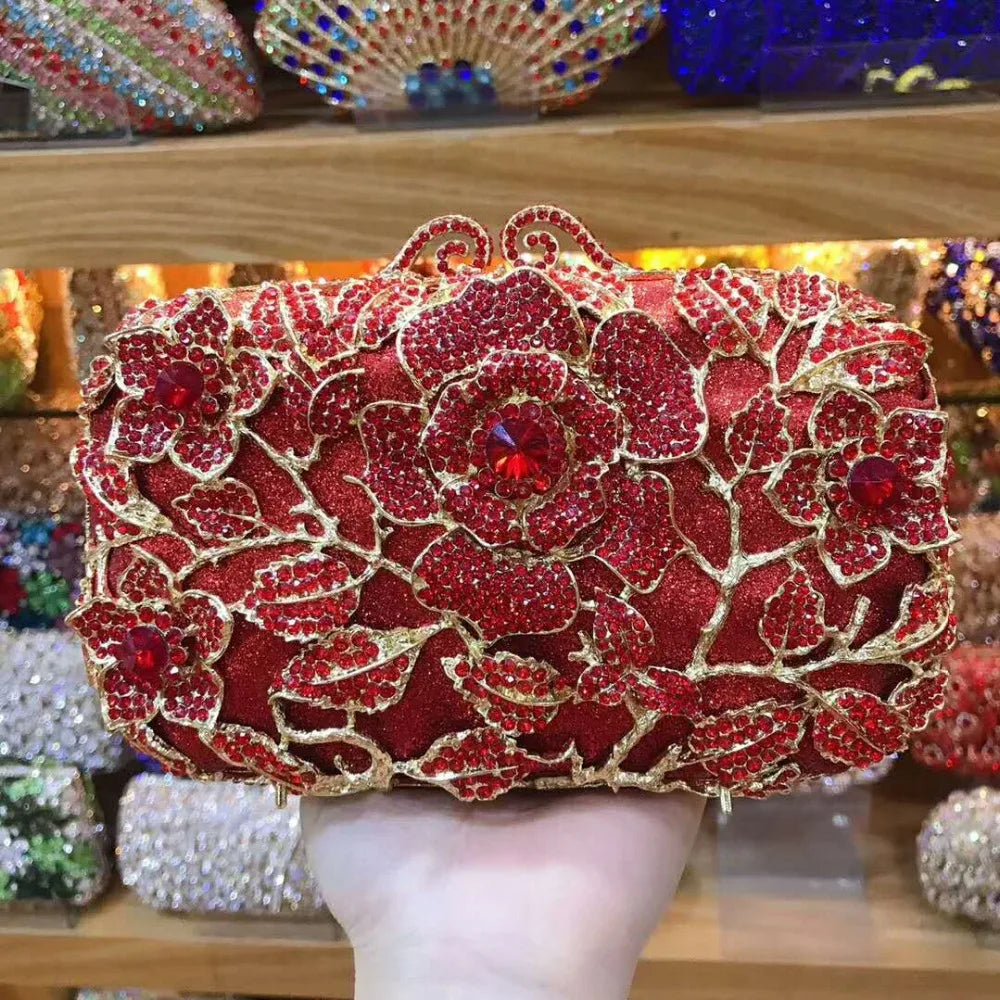 Fashion White Rhinestone Women Clutches Bags And Purses Multicolored Crystal Diamond Prom Party Handbag Ladies Clutch Purse Red