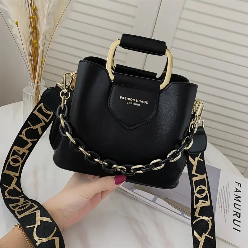 Fashion Women 2024 New High Quality Crossbody s for Ladies Purses Handbags Shoulder Bag PU Leather Chain Design Belt bag