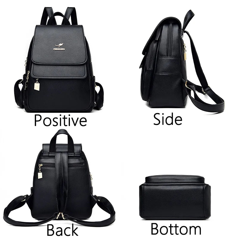 Fashion Women Backpack Designer Pu Leather Travel Back Pack Casual Shoulder Bag High Quality School Bags For Teenagers Girls Sac