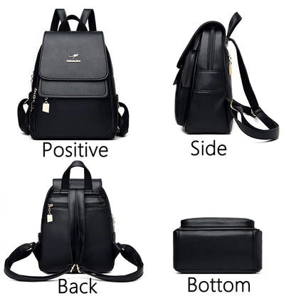 Fashion Women Backpack Designer Pu Leather Travel Back Pack Casual Shoulder Bag High Quality School Bags For Teenagers Girls Sac
