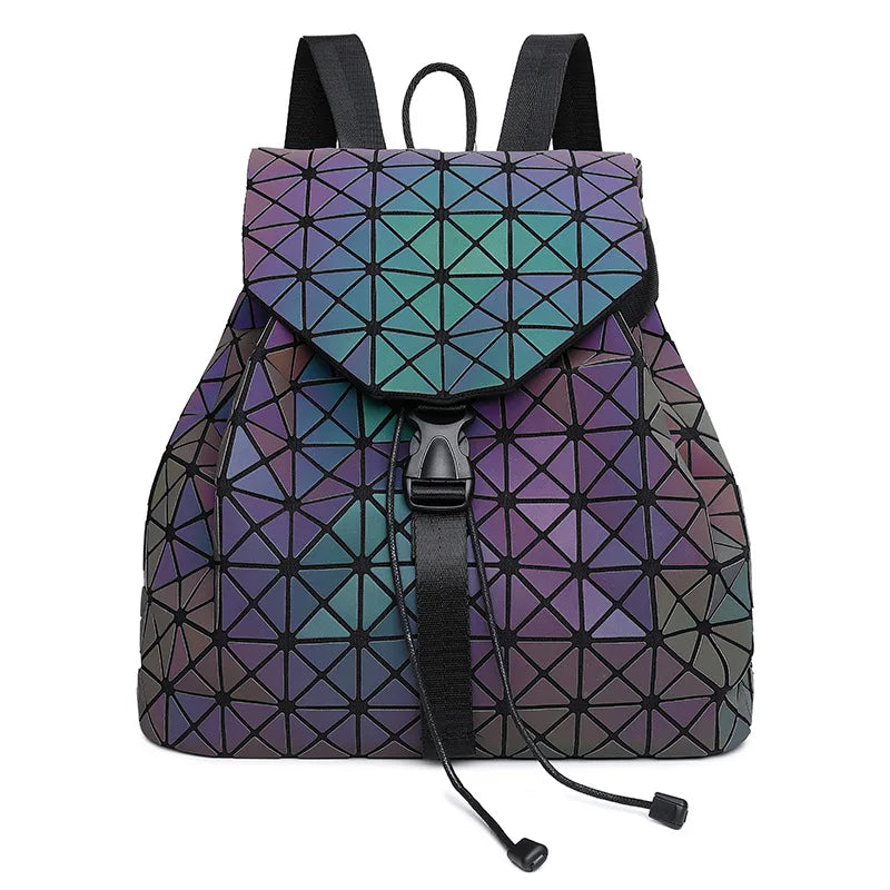 Fashion Women Backpack Geometric Luminous Students Backpacks For Girls Boy Drawstring School Bags Travel Bag
