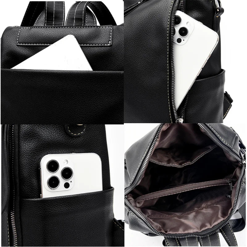 Fashion Women Backpack Women's Leather Backpack Female School Backpack Women Shoulder Bag for Teenage Girls Travel Back Rucksack
