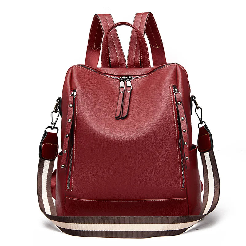 Fashion Women Backpack Women's Leather Backpack Female School Backpack Women Shoulder Bag for Teenage Girls Travel Back Rucksack