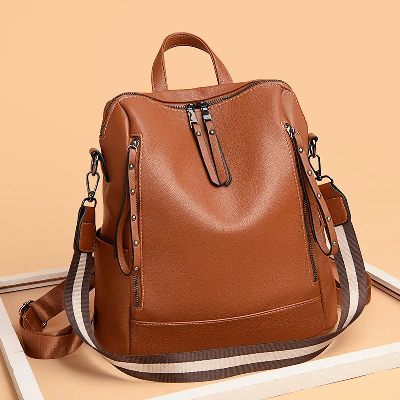 Fashion Women Backpack Women's Leather Backpack Female School Backpack Women Shoulder Bag for Teenage Girls Travel Back Rucksack
