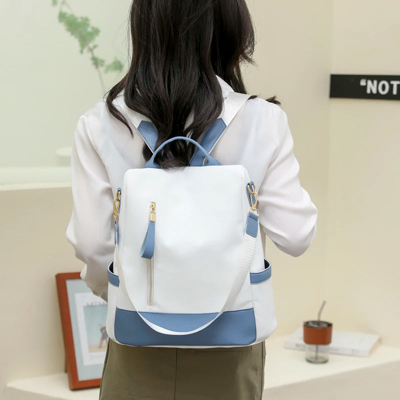 Fashion Women Backpacks Anti-Theft Back Zipper Fashion Backpack Girls Schoolbag Casual Travel Single Shoulder Bags Patchwork Bag