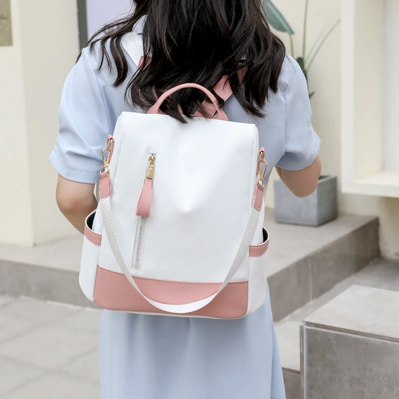 Fashion Women Backpacks Anti-Theft Back Zipper Fashion Backpack Girls Schoolbag Casual Travel Single Shoulder Bags Patchwork Bag