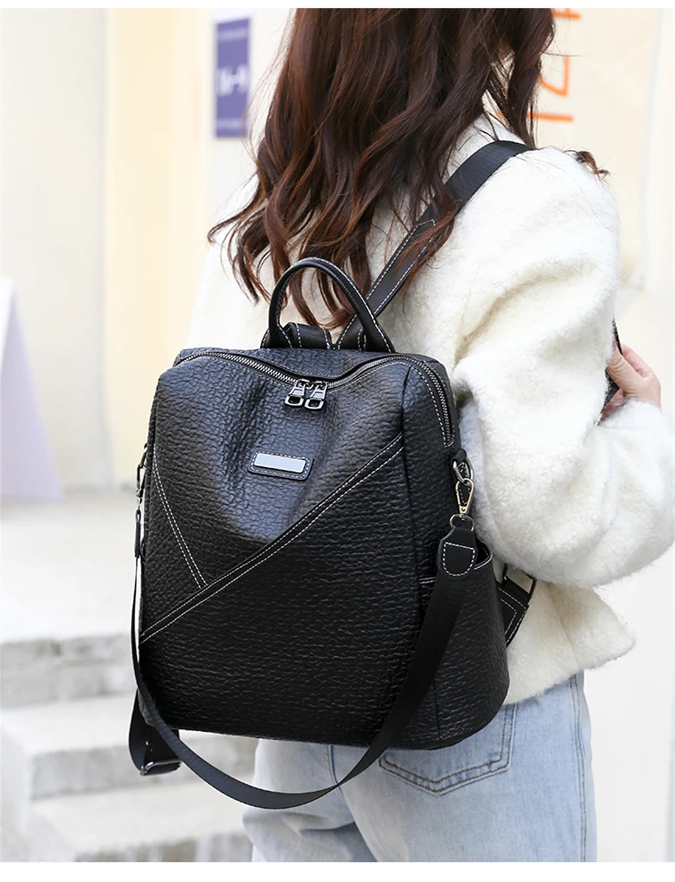 Fashion Women Backpacks High Quality Soft Leather School Book Bag for Girls Female Travel Bagpack Ladies Back Pack Rucksack Sac