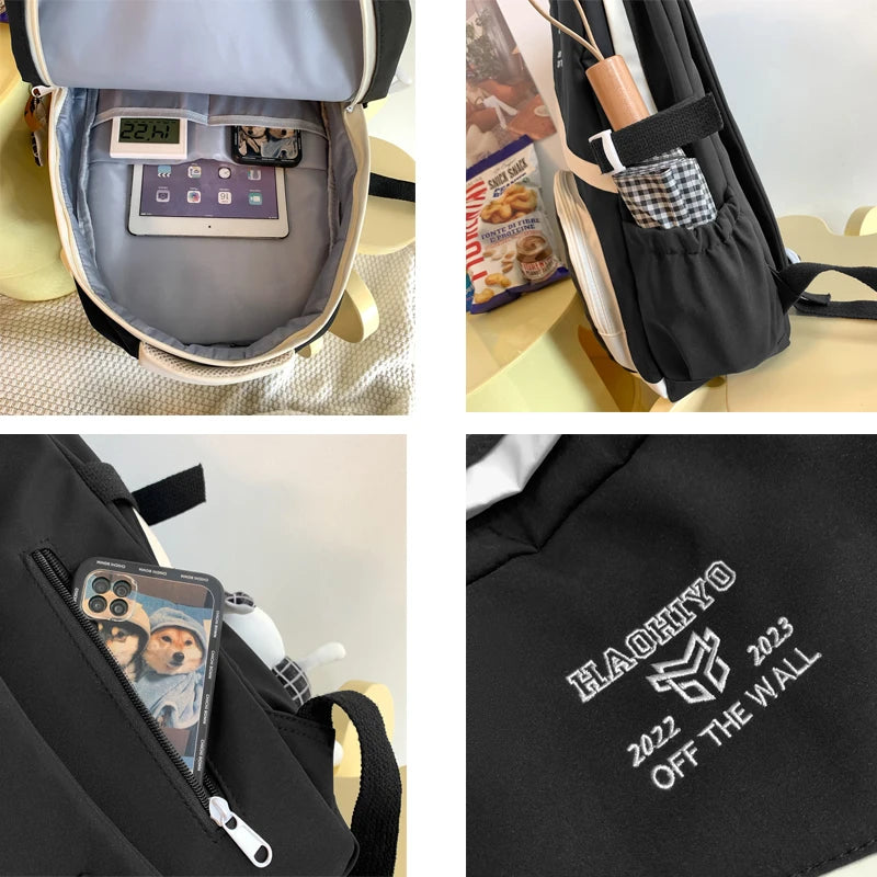 Fashion Women College Student Backpack Female Kawaii Nylon Laptop School Bag Waterproof  Man Student Travel Book Bag Rucksack