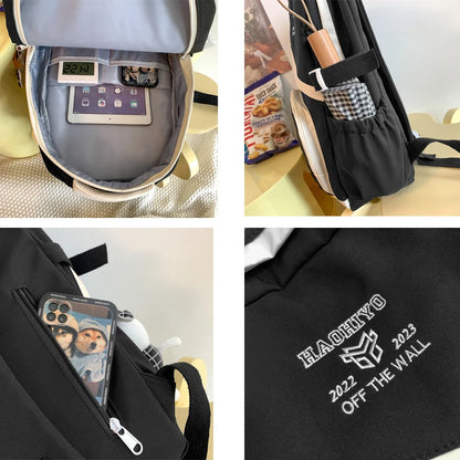 Fashion Women College Student Backpack Female Kawaii Nylon Laptop School Bag Waterproof  Man Student Travel Book Bag Rucksack