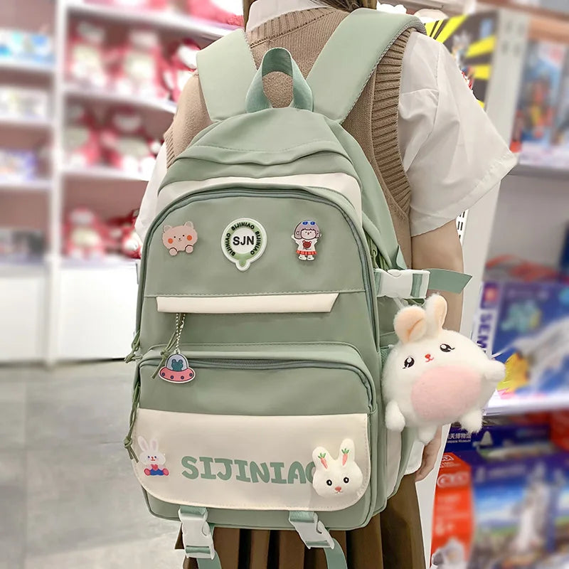 Fashion Women Cute Harajuku Badge Girl Laptop Student Book Bag Female Travel Kawaii College Backpack Lady School Backpacks Nylon